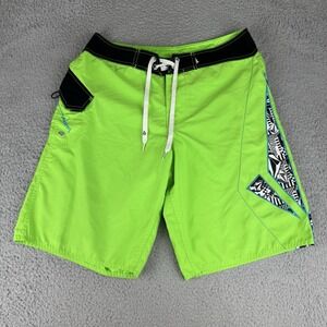 Volcom ‎ Board Shorts Surf Swim Trunks Mens Size 34 Green Swim Y2k